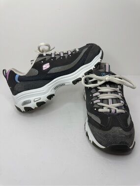 Skechers D’Lites Women’s Size 7 Sneakers Shoes - Gray, White, & Purple